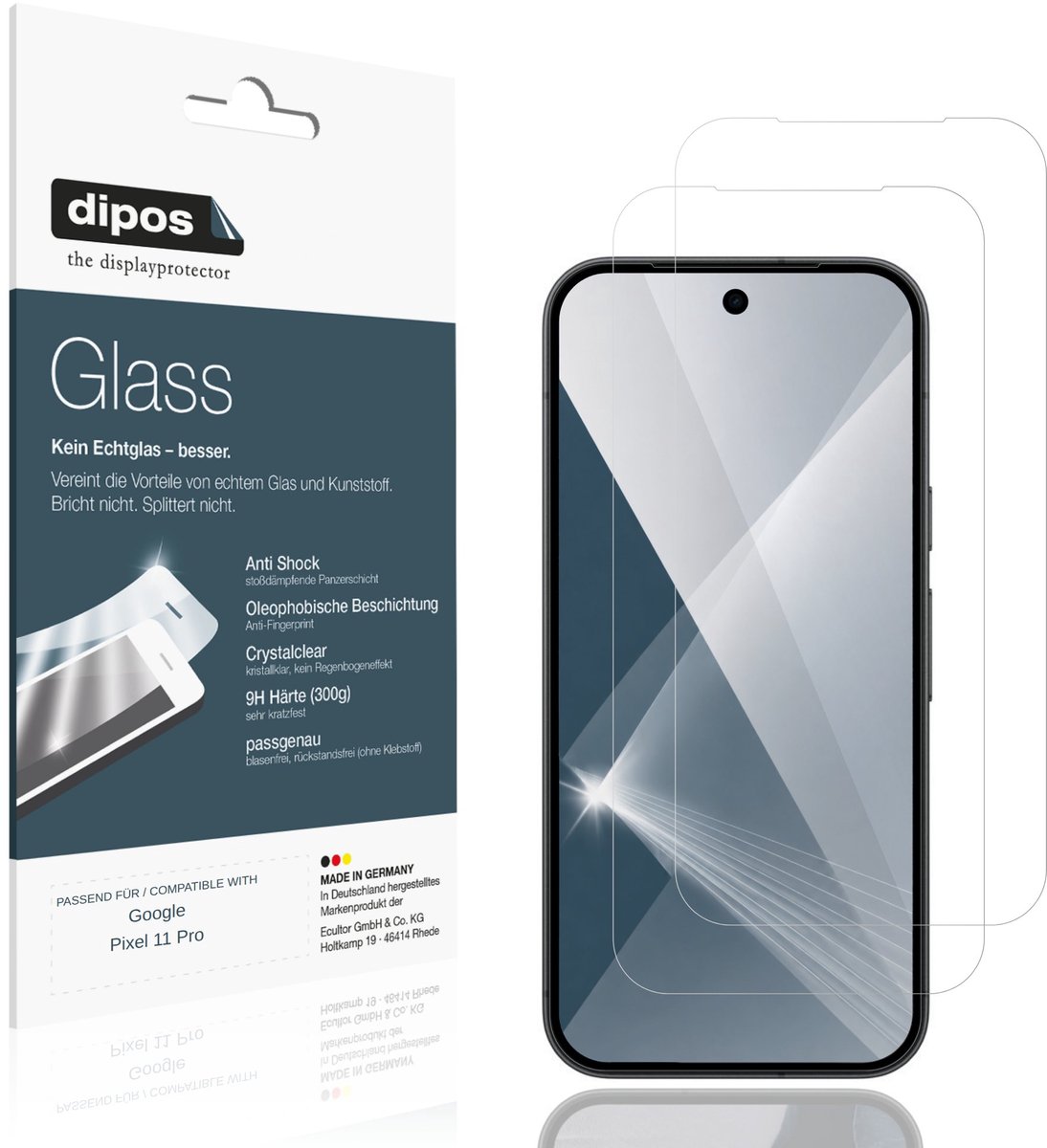 dipos – 2x Pantserfolie geschikt voor Google Pixel 11 Pro | 9H Screenprotector