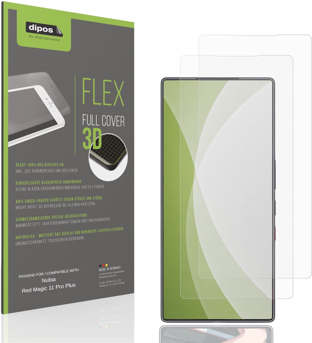 dipos FLEX – 2x Matte Screenprotector geschikt voor Nubia Red Magic 11 Pro Plus | Volledige Schermbescherming | Case-Friendly