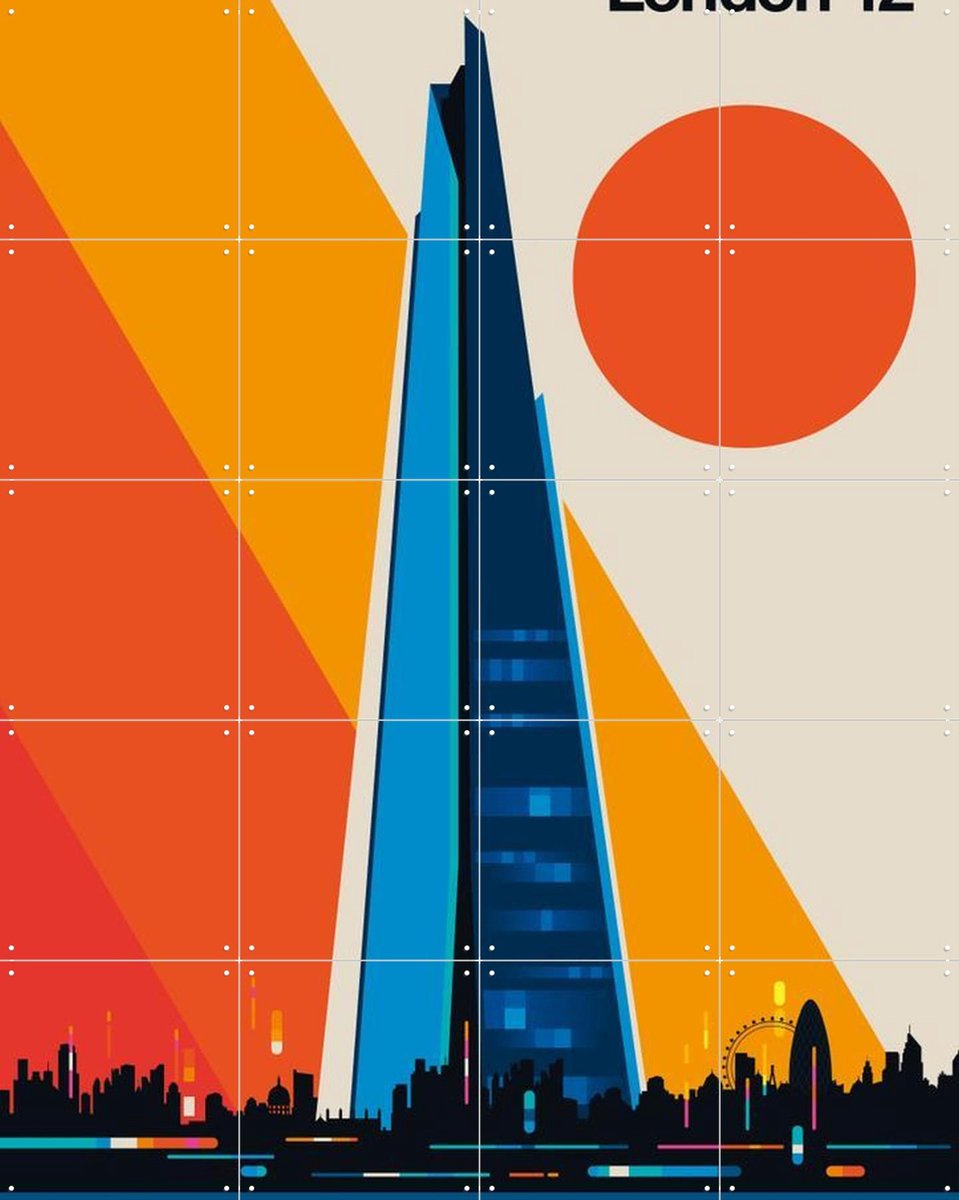 IXXI London 12, Bo Lundberg - 80 x 100 cm - Gratis ophangtool - Grote wanddecoratie en posters - Geometrische Kunst, Digitale Kunst, Grafisch Ontwerp