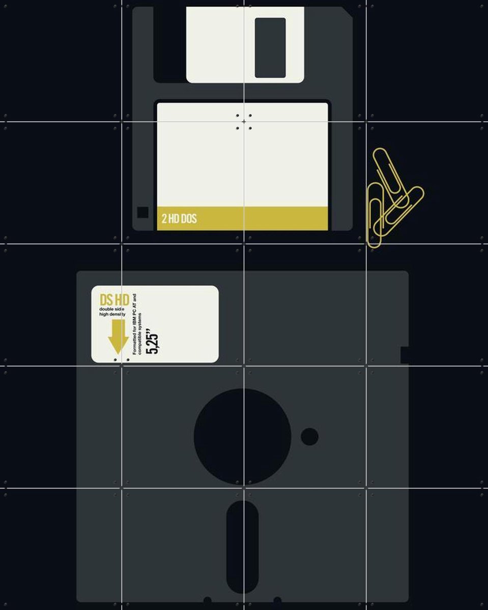 IXXI Floppy, Bo Lundberg - 80 x 100 cm - Gratis ophangtool - Grote wanddecoratie en posters - Digitale Kunst, Illustraties, Grafisch Ontwerp