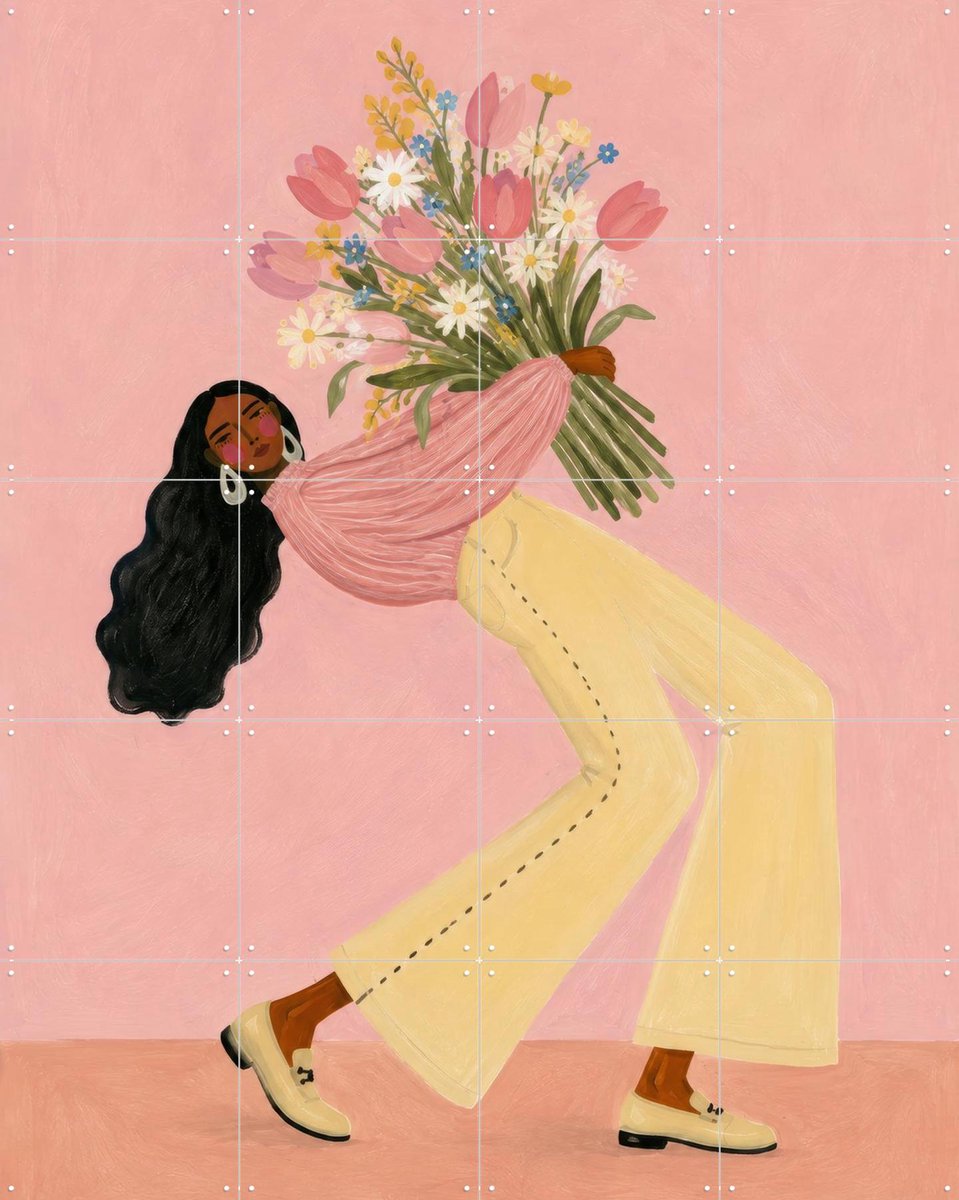 IXXI Big Bloom Energy, Atelier Pommeline - 80 x 100 cm - Gratis ophangtool - Grote wanddecoratie en posters - Speels, Modern, Digitale Kunst