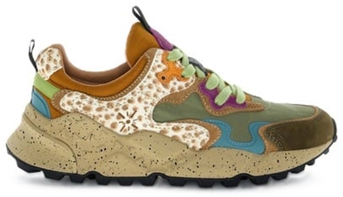 Flower Mountain dames sneakers bruin, groen, leopard