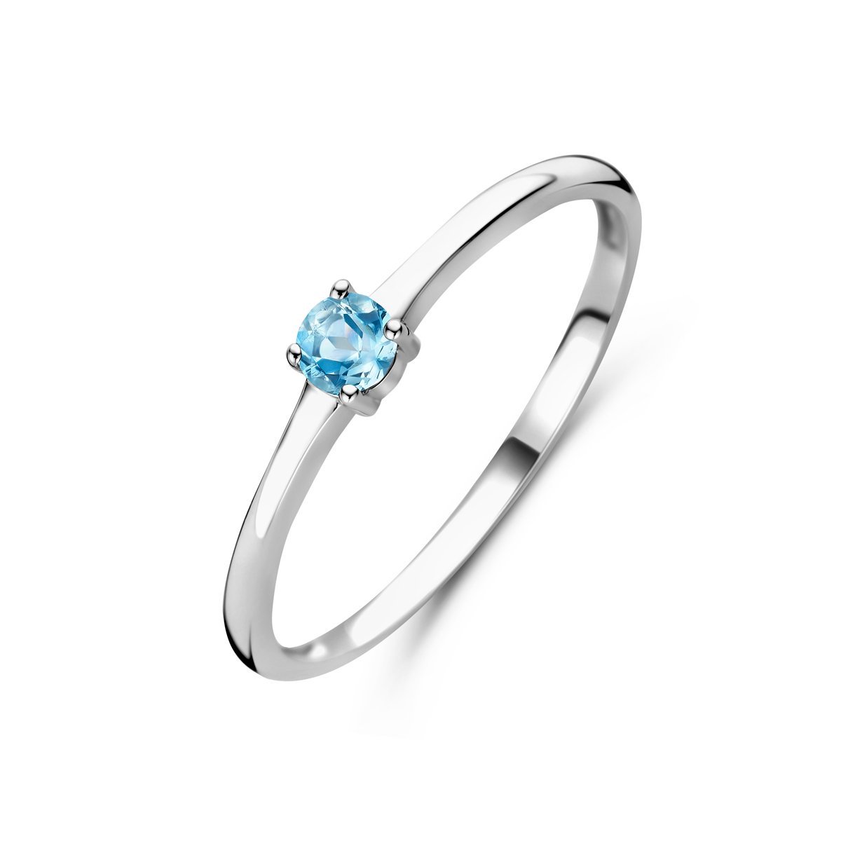 Gerhodineerd Zilver Ring Met Geboortesteen Aquamarijn Maart 1337065