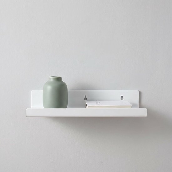 4 Stuks Delige Witte Zwevende Wandplanken Muurplank zonder Boren Minimalistische Opbergplank met Lip voor Woonkamer Slaapkamer Badkamer Keuken — afbeelding 2