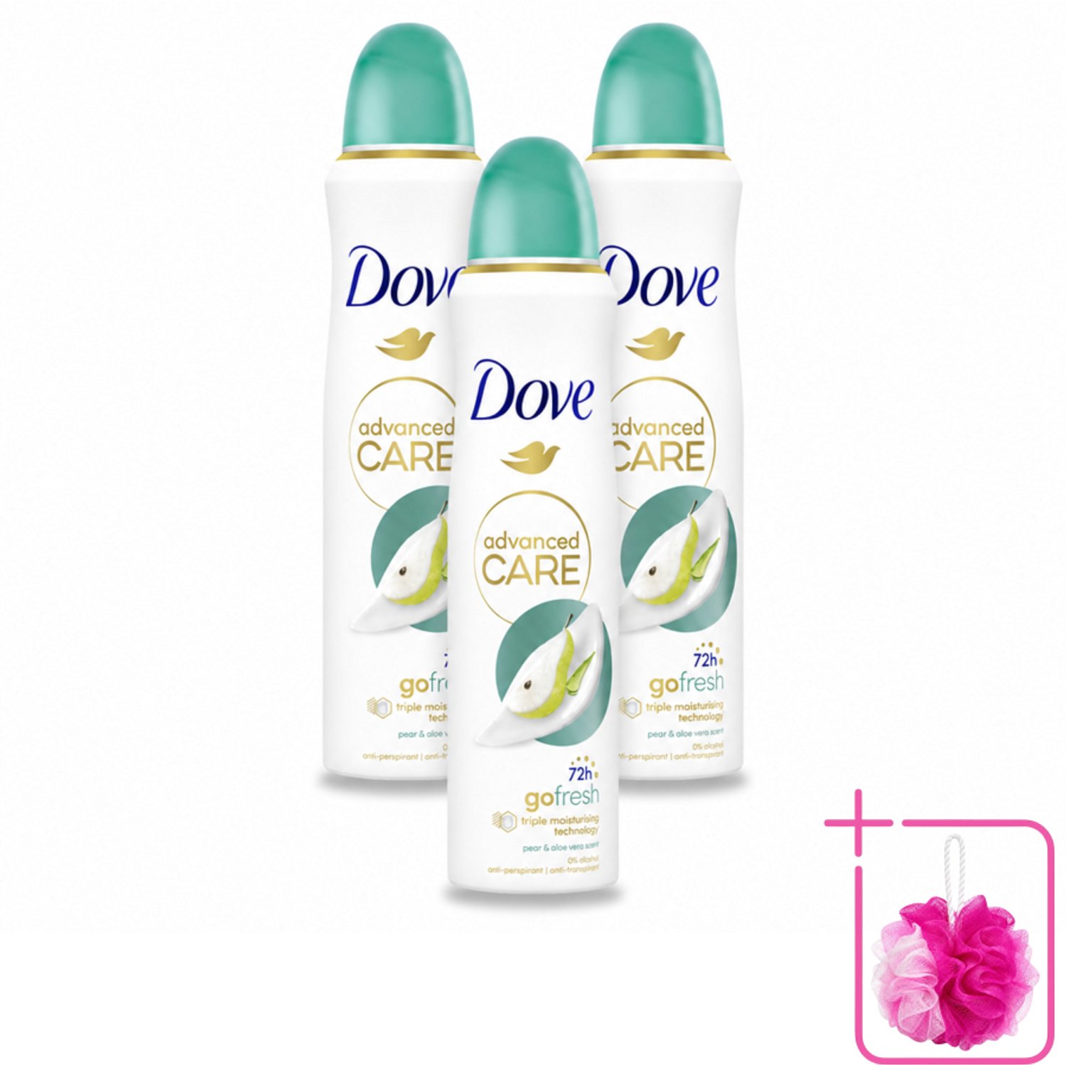 3 x Dove – Deodorant Spray – Peer & Aloe Vera – 150 ml - Bulkverpakking - Anti-transpirant - Deodorant spray