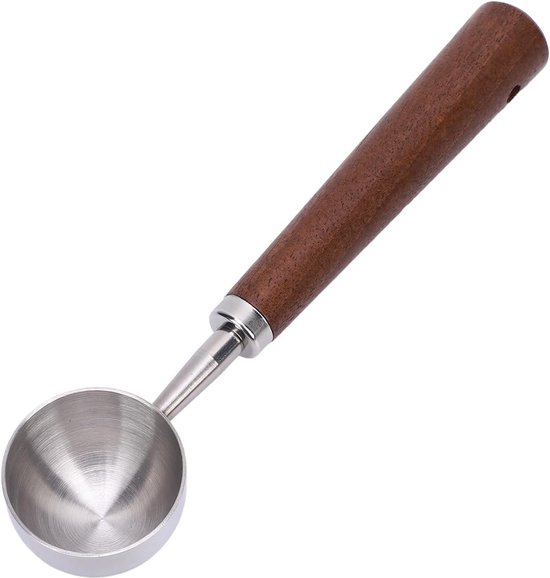 Vintage Koffiemaatlepel, 304 Roestvrijstalen Koffieschep met Walnoot Handvat, 10 G Capaciteit voor Koffie Thee Bakingrediënten (formaat zilver) — afbeelding 4
