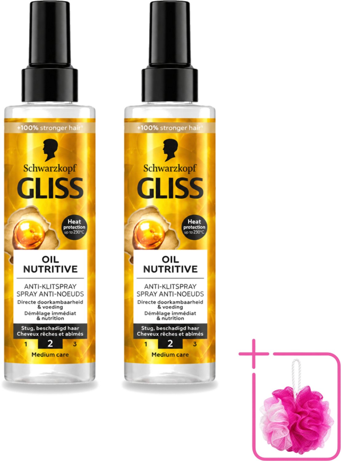 2 x Gliss - Hair Repair - Anti-Klitspray - Oil Nutritive - Makkelijk Doorkambaar Haar - 200 ml - Bulkverpakking - Anti-klit - Douchemop - Klitspray