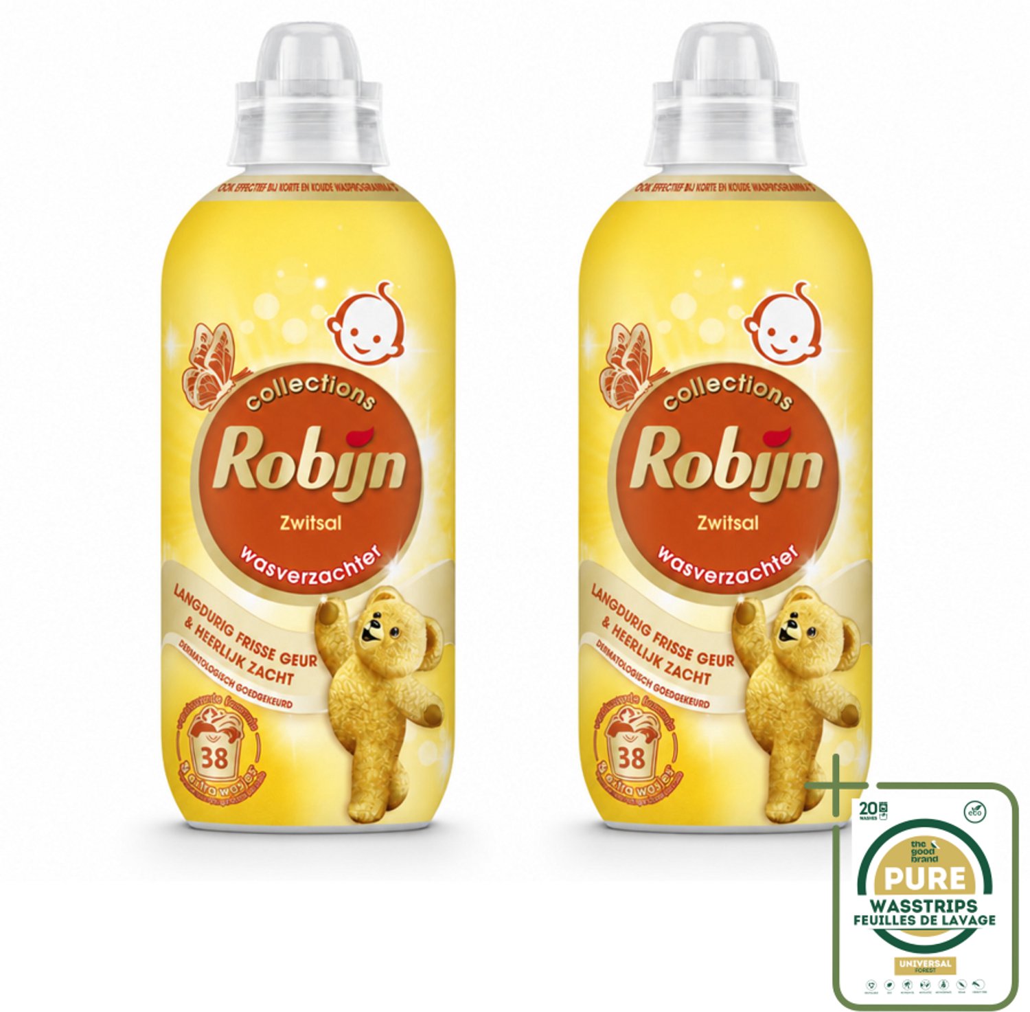 2 x Robijn – Wasverzachter – Zwitsalgeur – 765 ml - Wasstrips - Wasverzachter - Wasverzachter Zwitsalgeur - Wasverzachter Babygeur - Wasverzachter Zwitsalgeur 38 Wasbeurten - Wasverzachter Zwitsalgeur 765 Ml