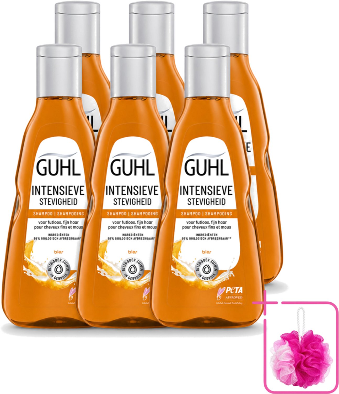 6 x Guhl - Shampoo - Intensieve Stevigheid - 250 ml - Bulkverpakking - Haarversterking - Douchemop - Volume