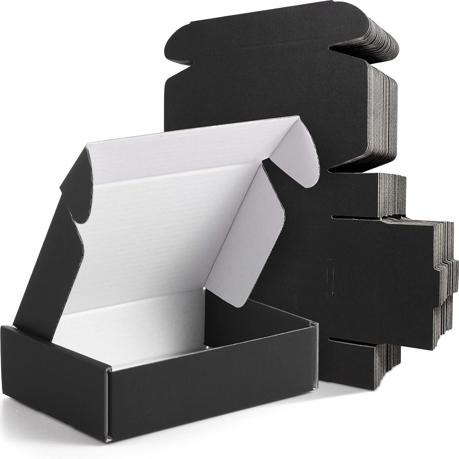 50 pakketten verzenddozen Kartonnen gegolfde mailerdozen 6 x 4 x 1,6 inch verpakkingsdozen voor kleine bedrijven kleine doos kartonnen kartonnen doos schattige doos mailers voor verpakking product (zwart)