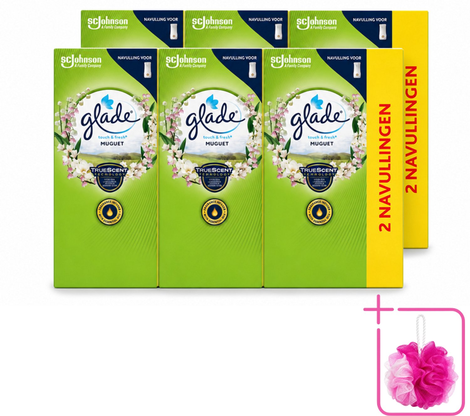 6 x Glade - Touch & Fresh Navulling - Lelietje-van-dalen - 2 × 10 ml - Bulkverpakking - Navulling Muguet - Douchemop - Glade Touch & Fresh