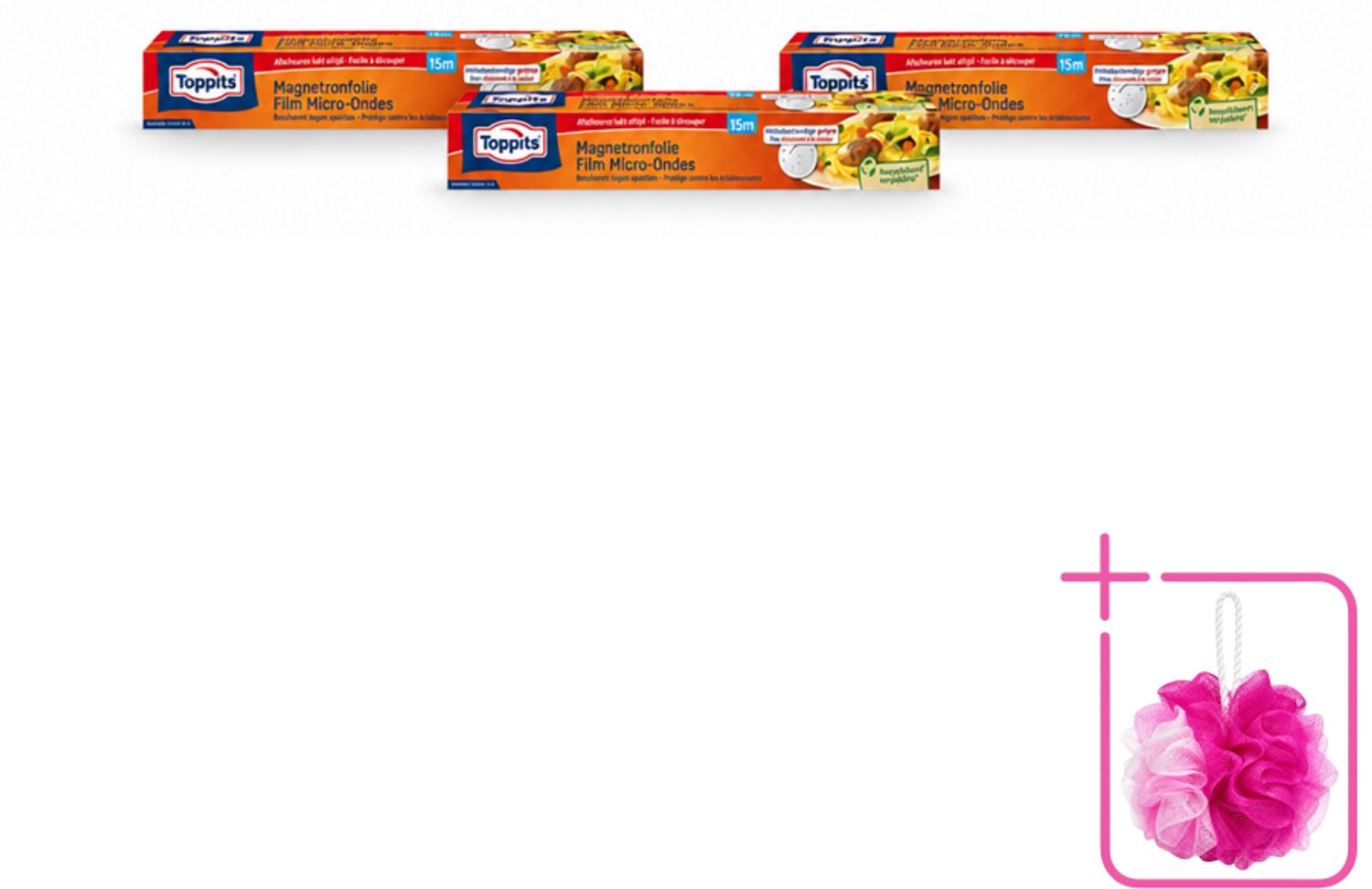 3 x Toppits – Magnetronfolie – 15 m - Bulkverpakking - Microgolffolie - Douchemop - Vochtregulerende gaatjes