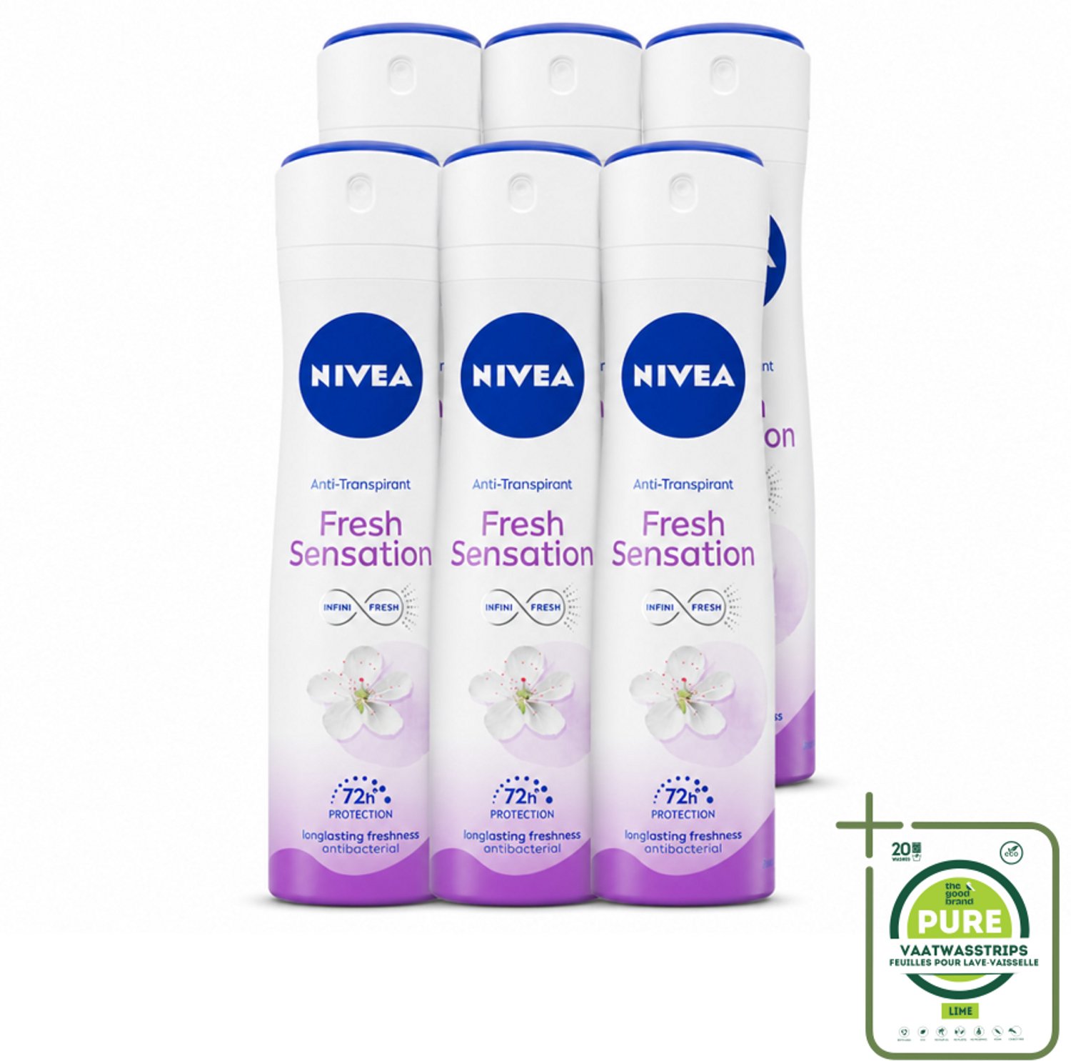 6 x NIVEA – Deodorant Spray – Fresh Sensation – 150 ml - Grootverpakking - 72 Uur Bescherming - Zweetbescherming - Geurvermindering - INFINIFRESH - Frisse Geur