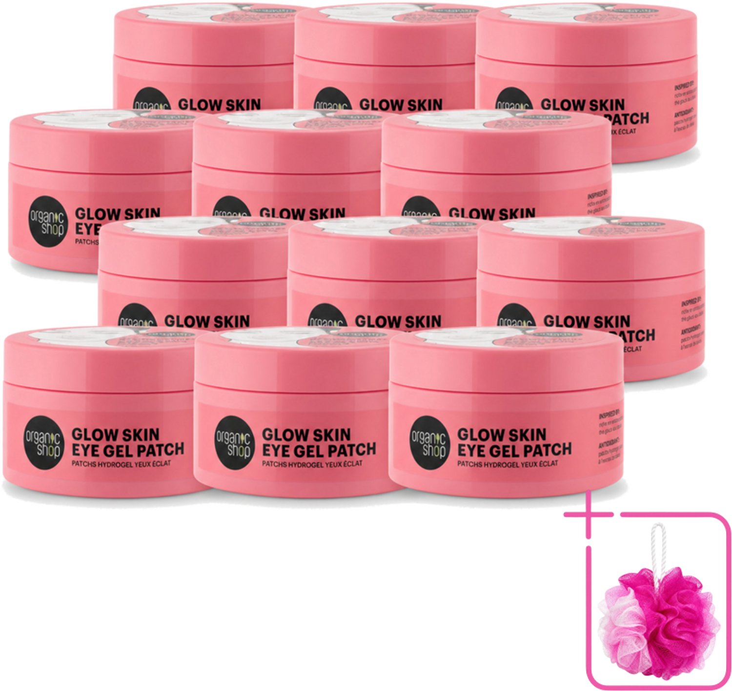 12 x Organic Shop - Eye Gel Patch Berry Iced Tea & Antioxidant - Kalmerend en Hydraterend - 60 Patches - Bulkverpakking - Oogverzorging - Douchemop - Oogpatches