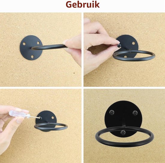4 stuks robuuste wandgemonteerde balstandaard, 10 cm, hoogwaardige wandhouder, balopbergrek, balhouder met schroeven en opblaasapparaat, voor basketbal, voetbal — afbeelding 4