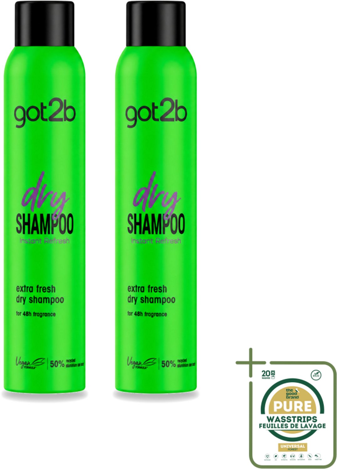 2 x Got2B - Droogshampoo - Extra Fresh - 200 ml - Wasstrips - Droogshampoo - Fris Haar - Haarkleur - Haartype - Haartype