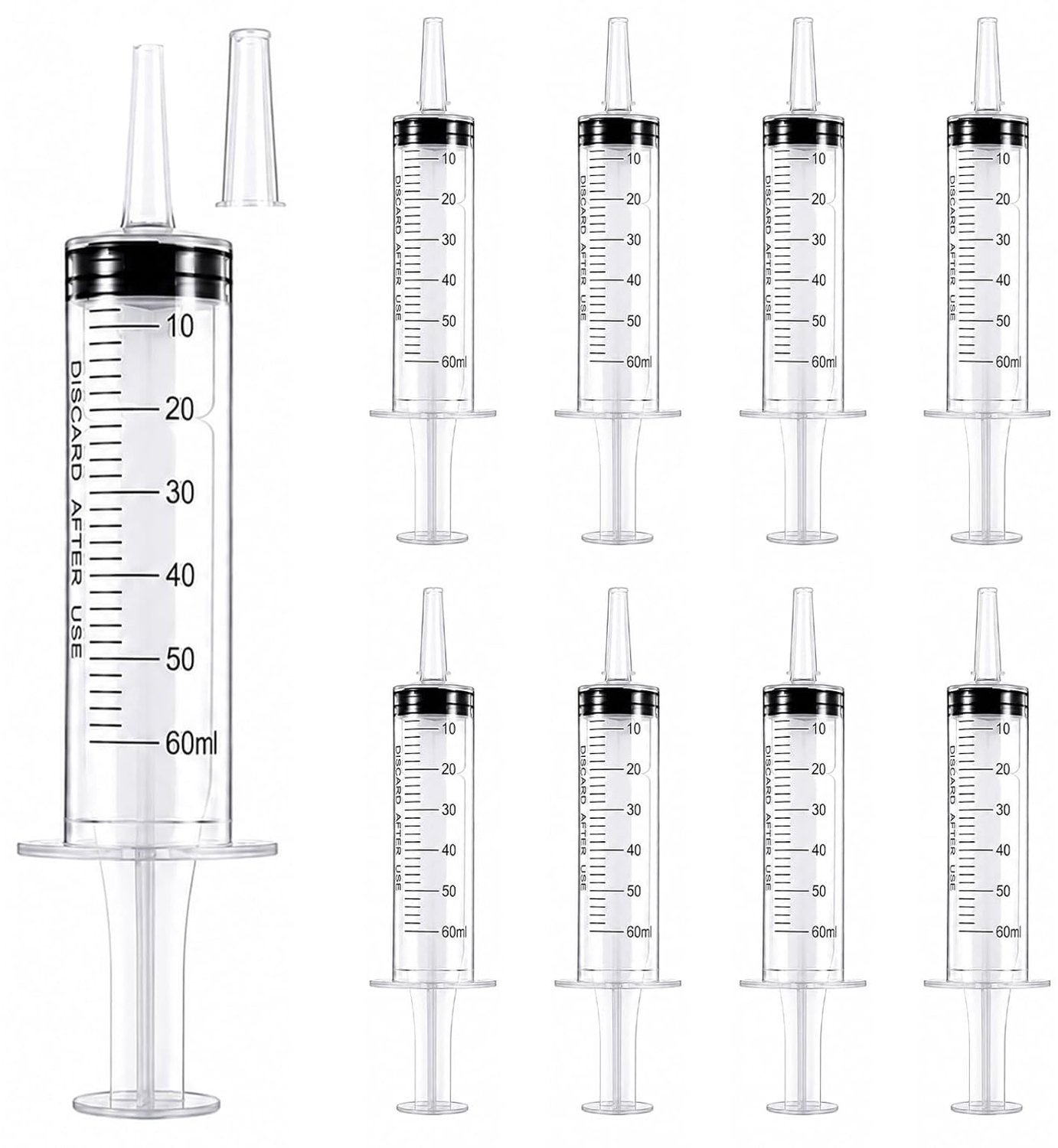 Grote Doseerspuiten - Transparant - 60 ml - Kunststof - Voor Laboratoria en Diverse Toepassingen