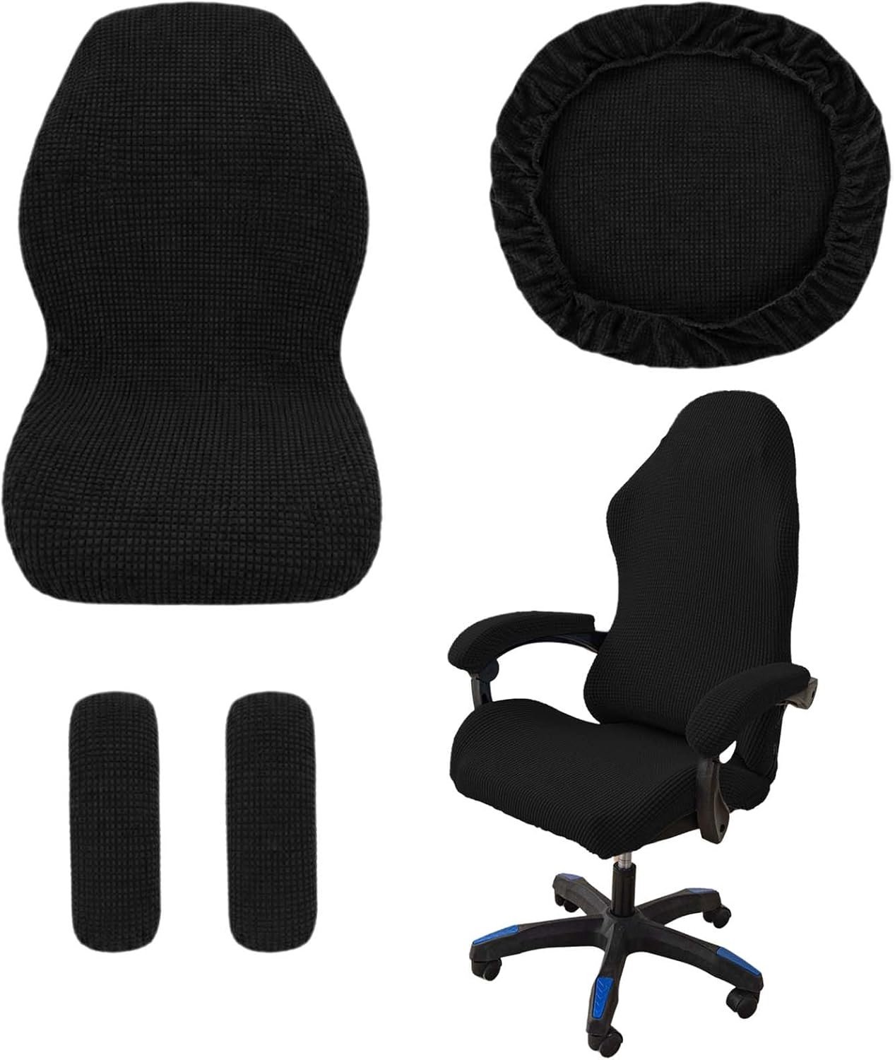 Gaming Stoelhoezen - Zwart - Set van 4 - Polyester en Elastaan - Voor Gaming- en Bureaustoelen