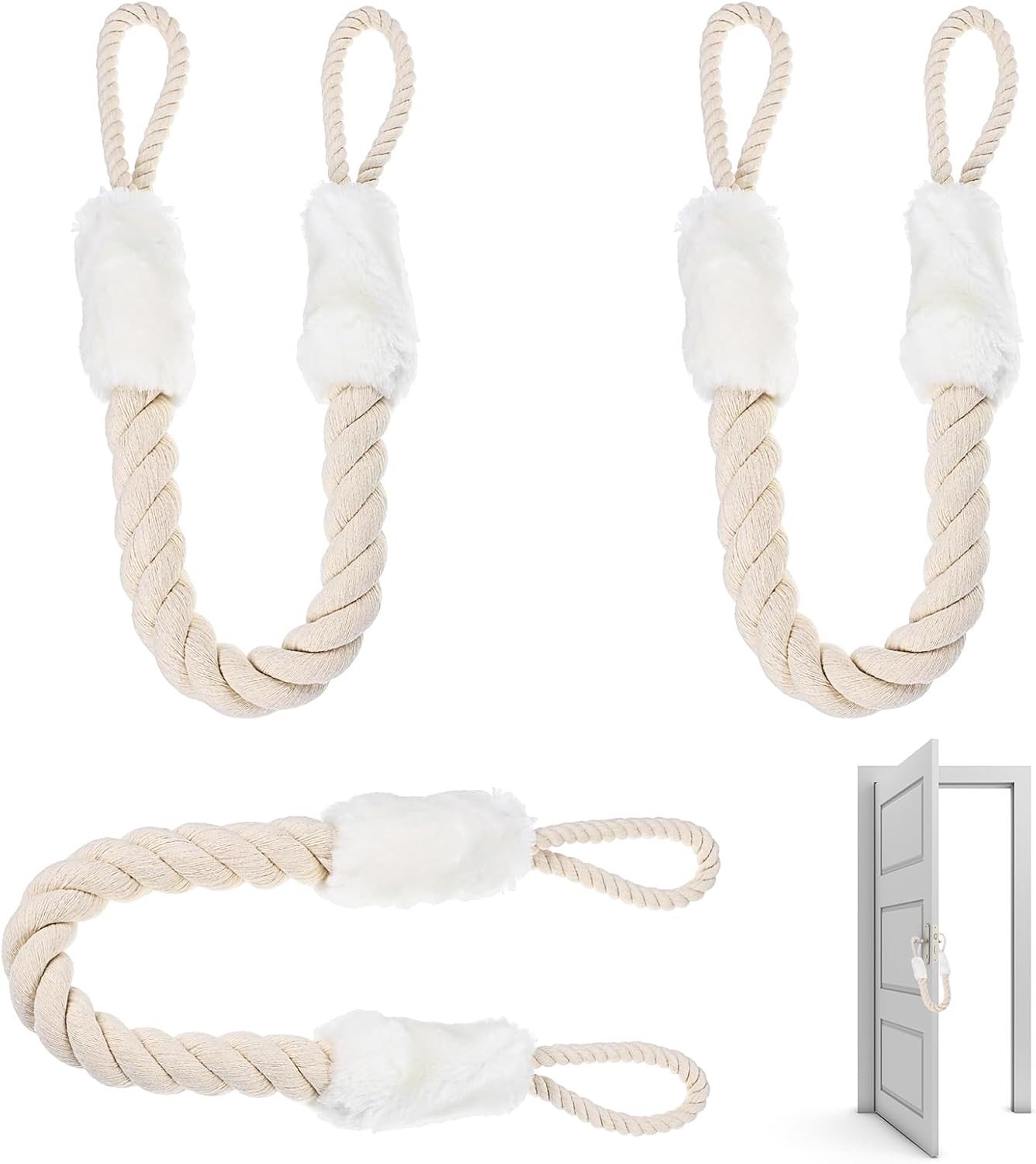 Set van 3 Katoenen Deurstopper voor Bescherming en Veiligheid met Koordhouder