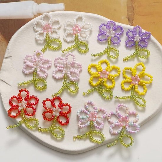 6 stuks kralen geweven kunstbloem, leuke ambachten decor accessoires voor het maken van haarclip, paars — afbeelding 5