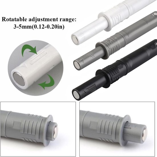 5 stuks magnetische druksluitingen Push to Open, matte heavy-duty deuropener met 37 mm slag, uitwerper voor greeploze meubeldeuren, meubelsluitingen voor keuken, kast & lade incl. accessoires — afbeelding 4