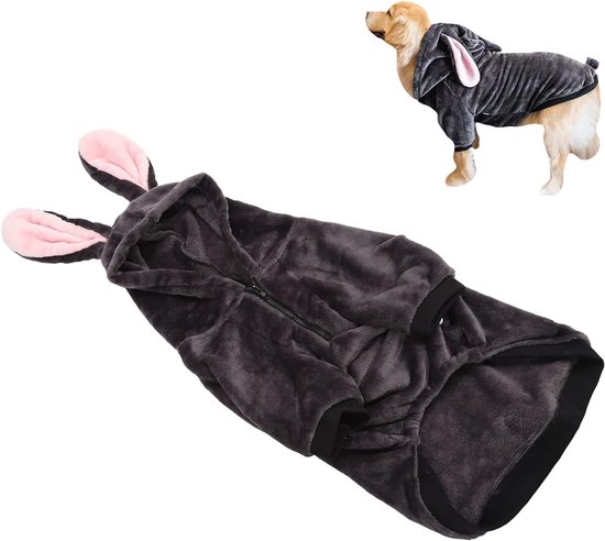 Warme jas voor huisdieren, zachte en dikke schattige winterkleding met capuchon voor middelgrote en grote honden, grijs (4XL) — afbeelding 2