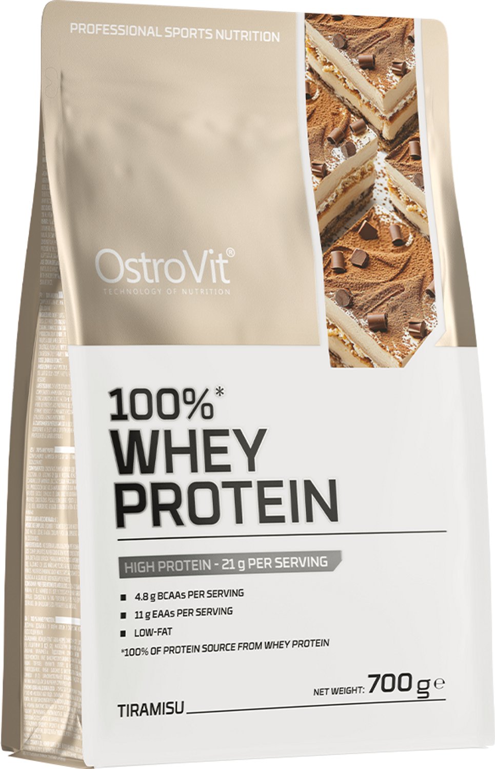 OstroVit 100% Whey Protein – Voedingssupplement – Wei-eiwitconcentraat (WPC), 21 g eiwit per portie – Tiramisu Smaak – 700g