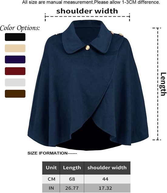 Damesponcho voor de winter, elegant, met knopen, warm poloshirt — afbeelding 5
