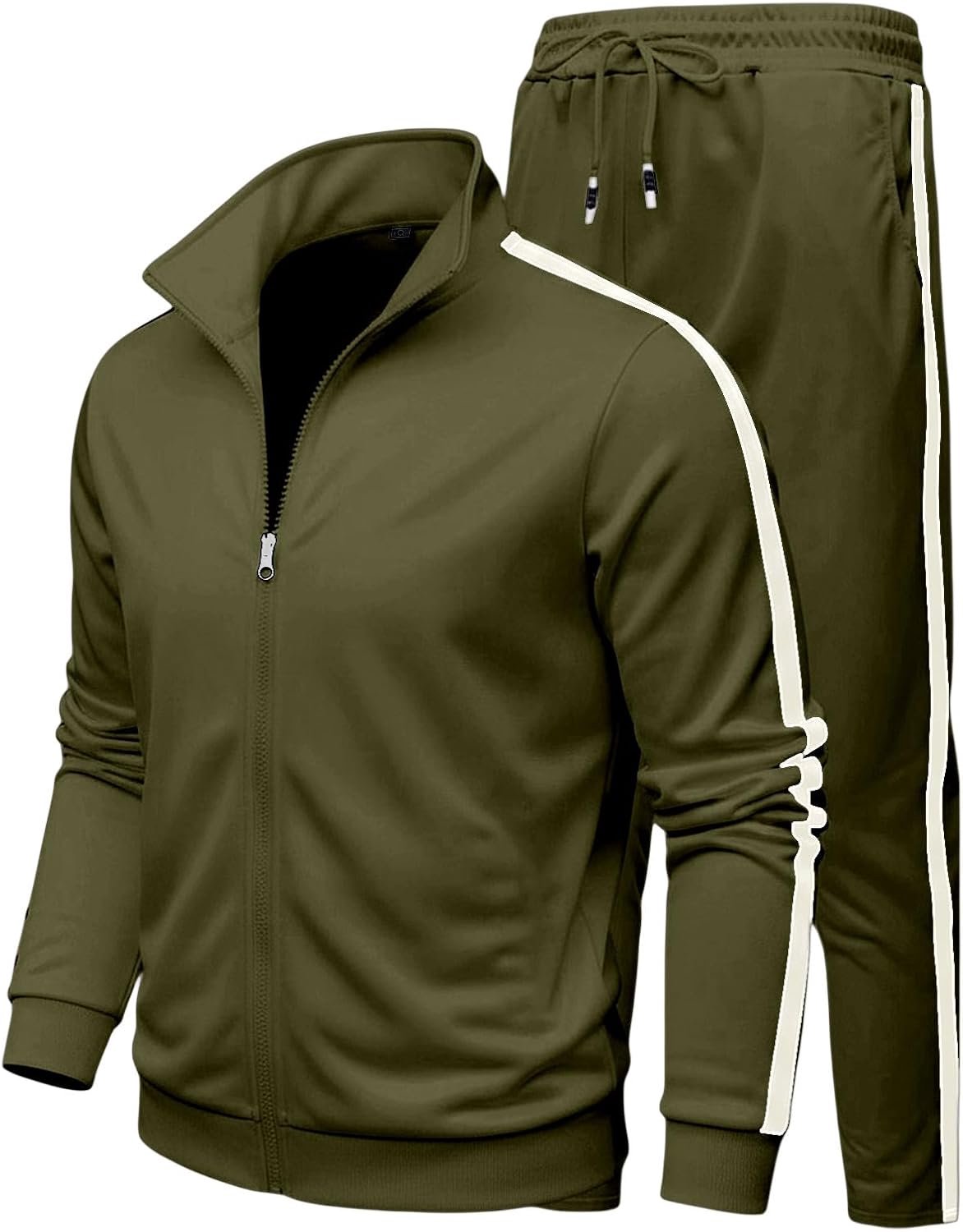 Générique Trainingspak voor heren, 2-delig, katoen, joggingpak, bovenstuk, lange mouwen, sweatshirt, capuchon, broek, zijzakken, zacht, comfortabel, ademend, warm, lente, dagelijks gebruik, A44