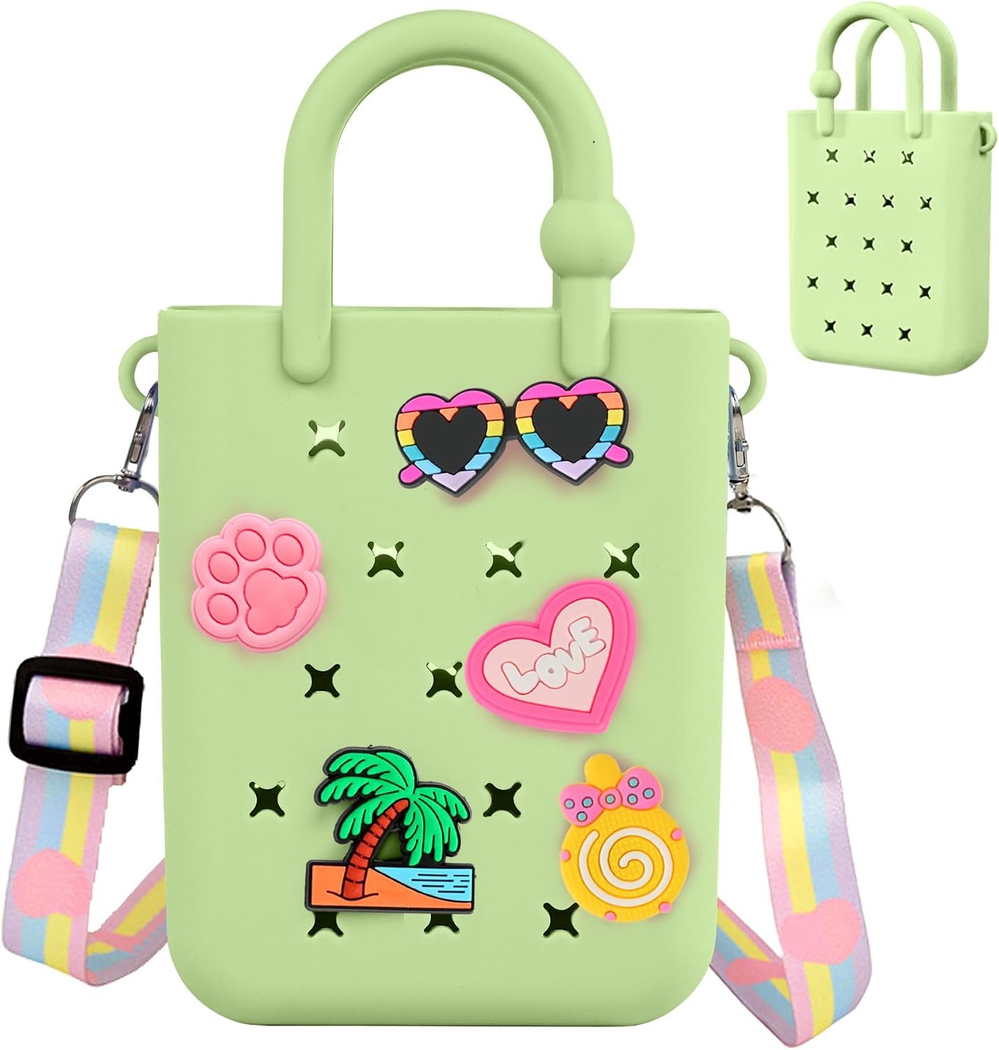 Mini rubberen draagtas, EVA waterdichte strandtas voor kleine meisjes en vrouwen, siliconen gat kleine strandtas voor reizen buiten