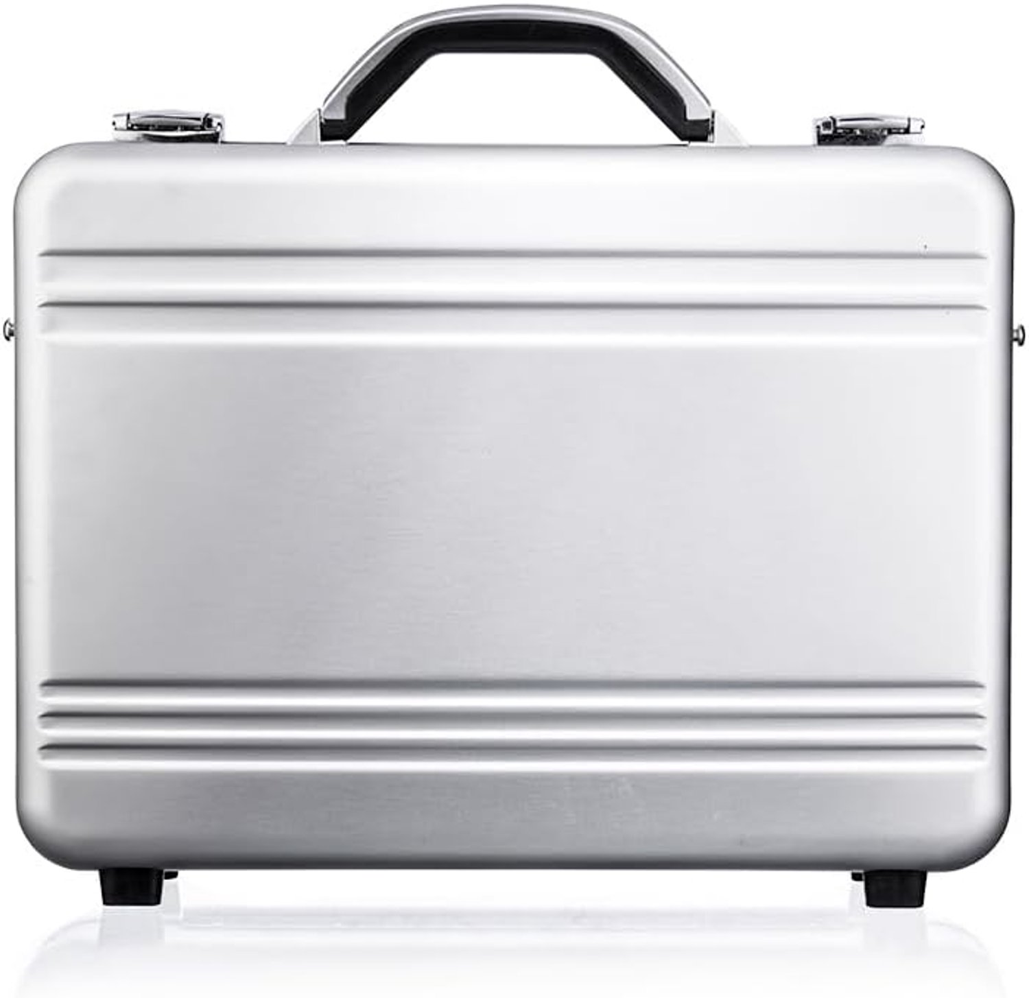 Aktetas met dekselinzet & scheidingswandset, attachékoffer, aktetas van aluminium, aluminium koffer, demonstratiekoffer, aluminium beschermkoffer, zilver, Medium