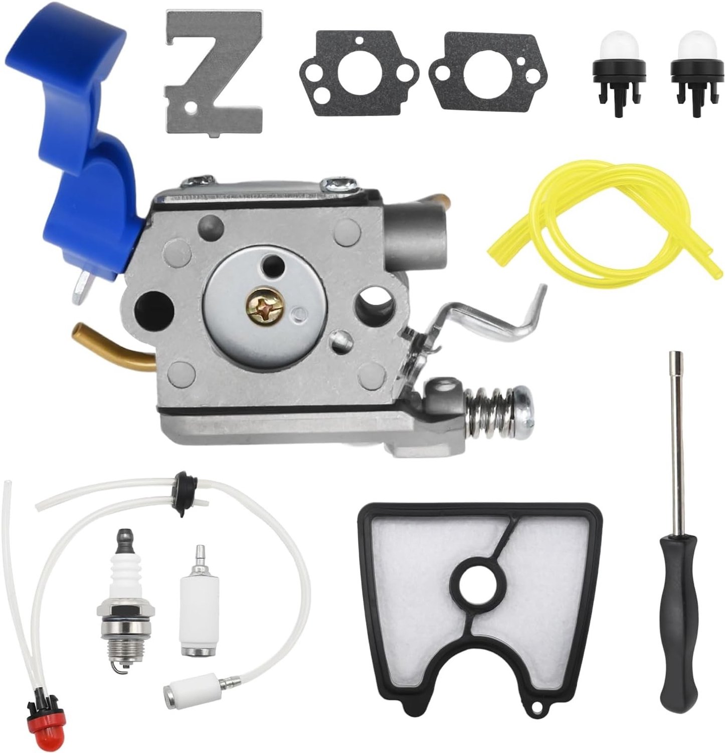 Carburateur met Brandstofslang Kit, Vervanging voor Husqvarna 125B 125BVX 125BX en Jonsered B2126 BV2126, Geschikt voor Tuinmachines en Motoronderdelen
