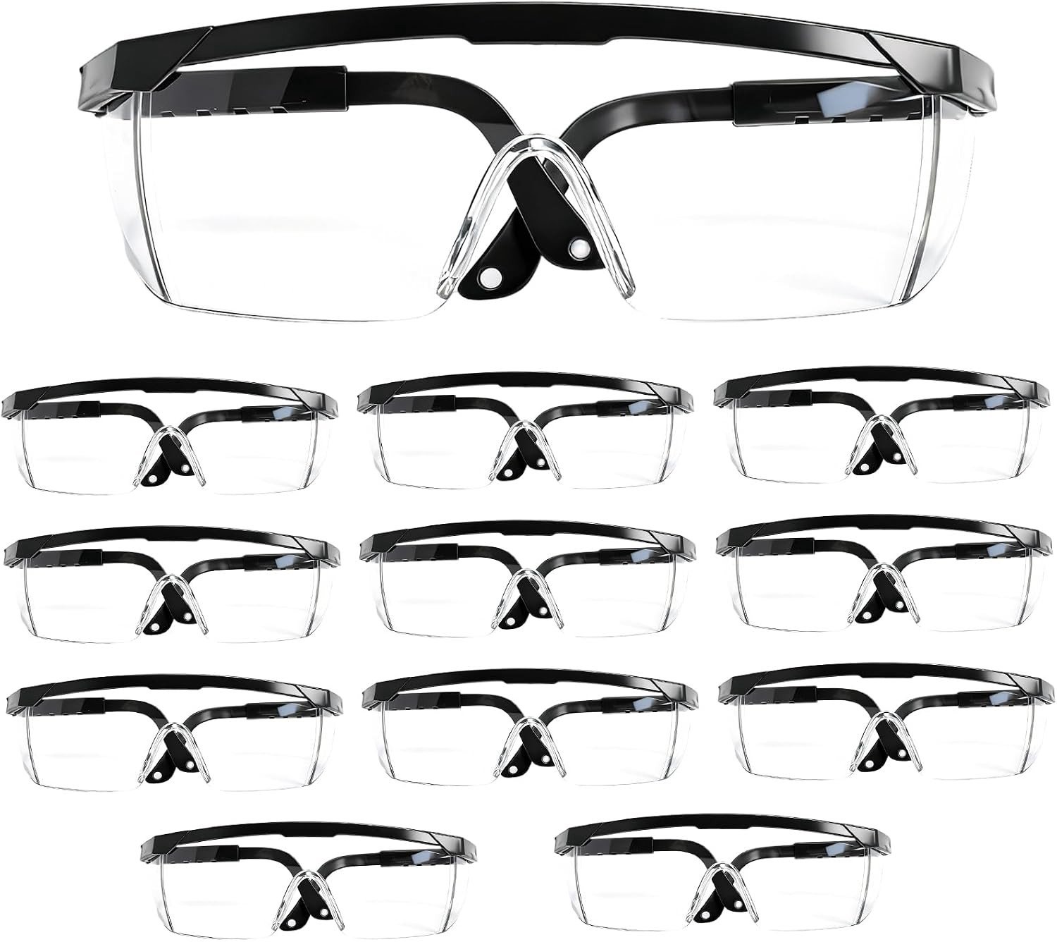 Set van 12 Veiligheidsbrillen voor Brildragers, Werkbescherming, Stofdicht, Laboratorium, Chemische Bescherming, DIY, Werkplaats