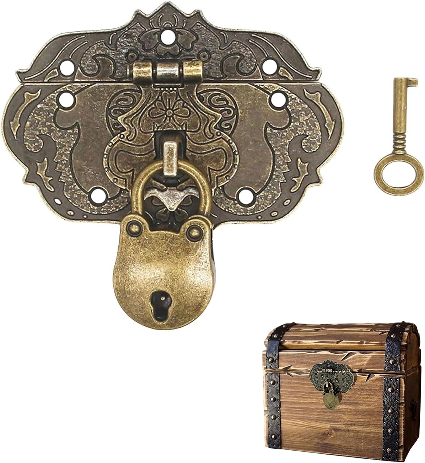 Vintage Antieke Sloten Set - Bronzen IJzer Design voor Meubels, Vorhangsloten en Kisten met Schroeven
