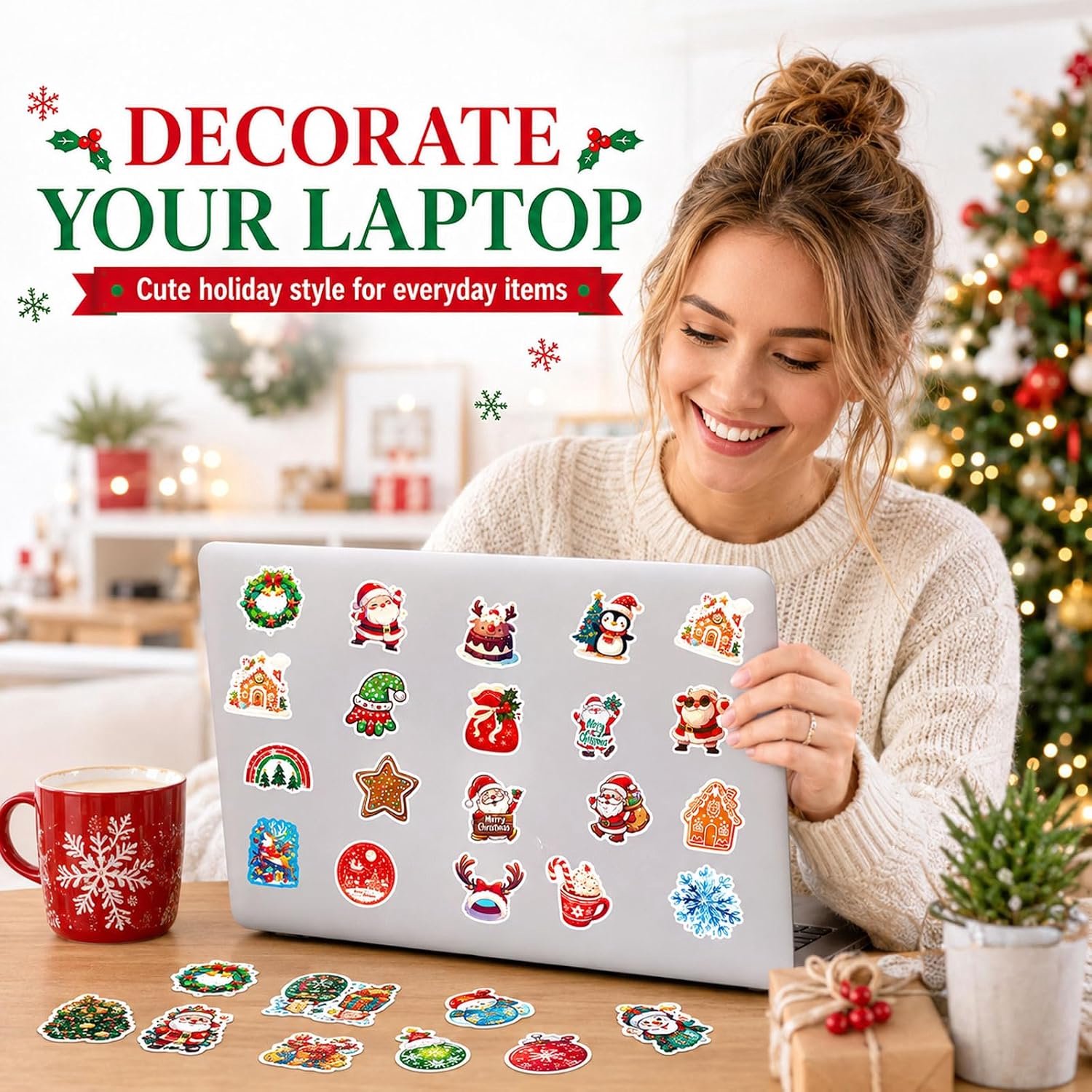 kerststickers 100 stuks vinylstickerset