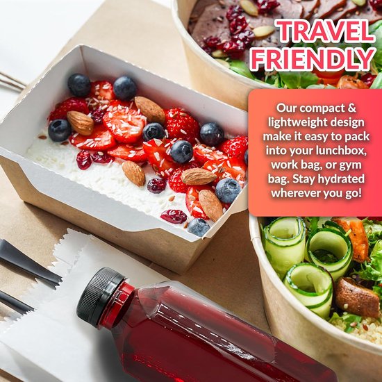 Reli. Plastic sapflessen [15 stuks] [12 oz] Vierkante plastic sapflessen met doppen en stickeretiketten | Duidelijke lege sapflessen voor het maken van sappen 12 oz | Wegwerpbare herbruikbare flessen — afbeelding 5