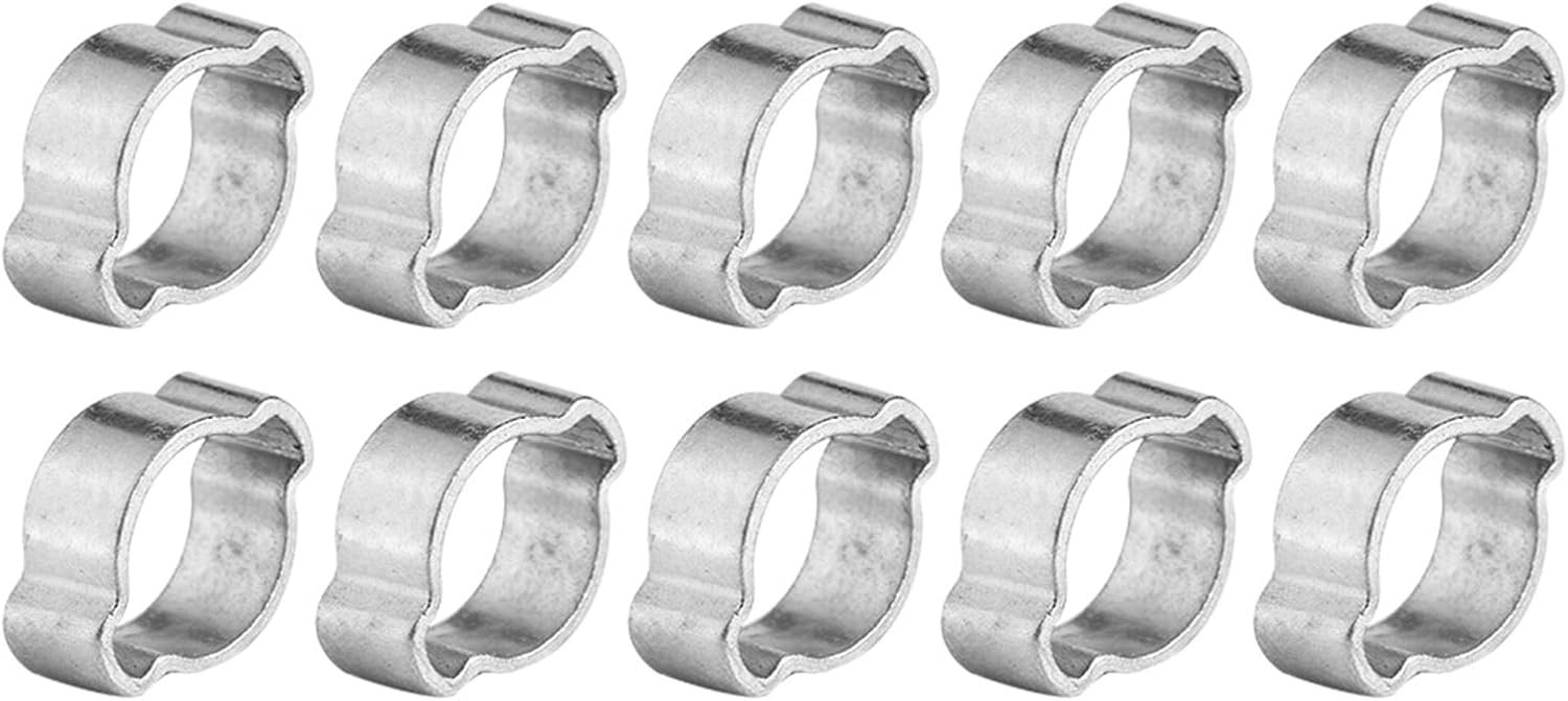 10 Stks Verzinkt Ijzer Gegalvaniseerd Twee Oor Slangklem, Slangklemmen voor Brandstof Benzine Buis met Tang Tool, Maat 5 23mm (9-11 mm)