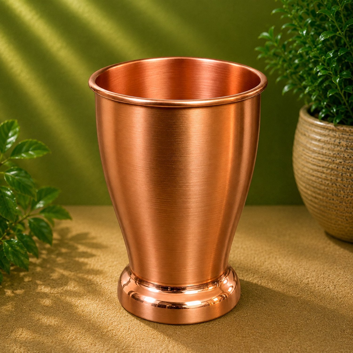 Puur koperen beker/mok op voet mat gepolijst – 470 ml/200 g (zware uitvoering)