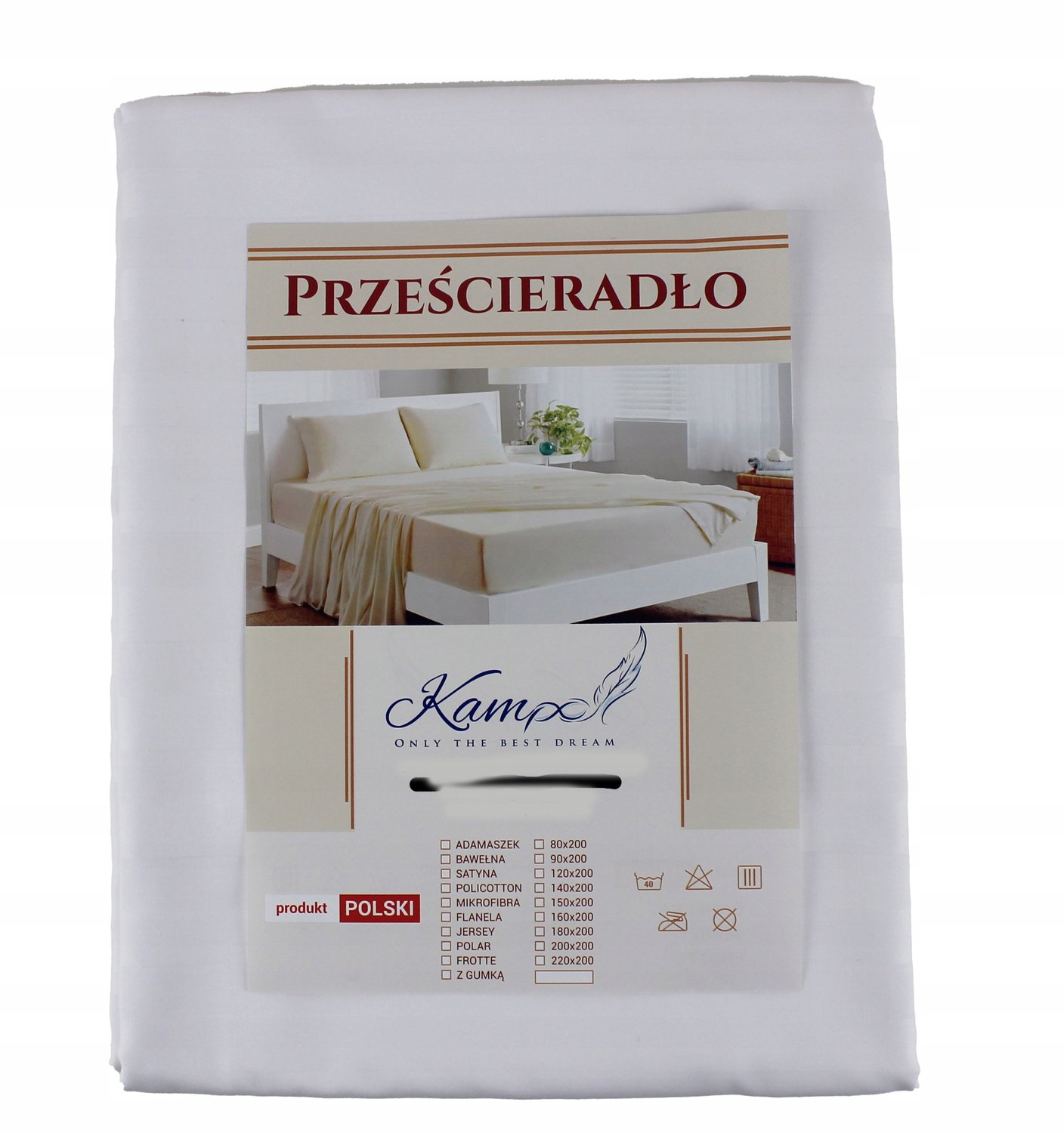 Kam-Pol 100% Katoenen Hoeslaken Adamaszek 2cm Streep 260x280 Hotelkwaliteit Wit