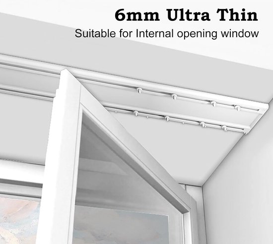 Double Track ain Rail - Plafond Mount Gordijnpaal voor Woonkamer/Slaapkamer Adjuble 7ft - 20ft Siamese Track Wit H 4m (13ft) Grootte — afbeelding 4