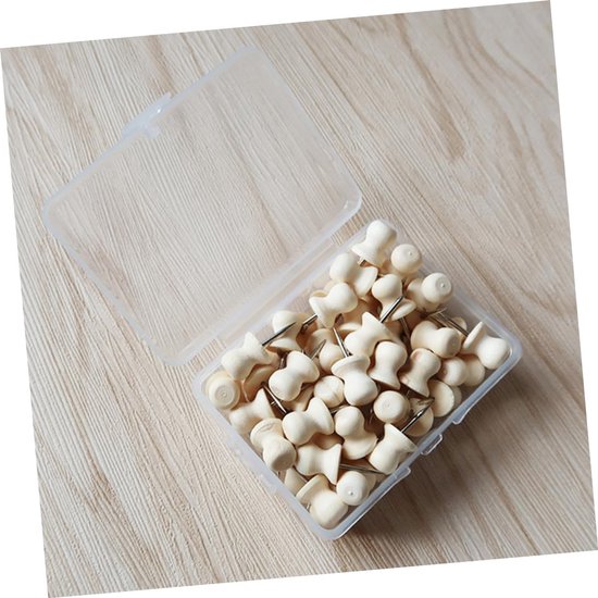 120 Stuks houten punaises kurk bosachtige inrichting duw kindermodel vissersboot houten decor prikbord creatieve punaise duimspijkers visgraat versieren pin Bamboe — afbeelding 2