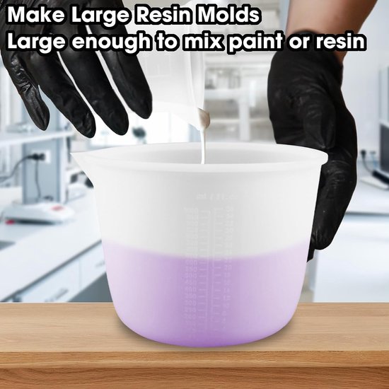 2 stuks siliconen maatbekers gietpoeder, 1000 ml/100 ml siliconen beker voor het gieten van hars, mengset voor het mengen van epoxyhars, gietvormen, waxen, siliconenrubber, sieraden maken — afbeelding 2