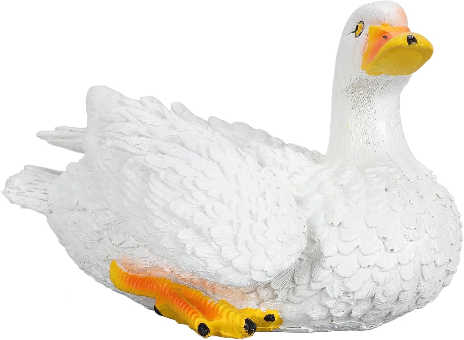Hars Eend Ornament Innovatief Plezier Simulatie Levendig Landschapsarchitectuur Witte Eend Standbeeld voor Tuin Yard Outdoor Home Decor Duurzaam Weer Handgeschilderd Premium