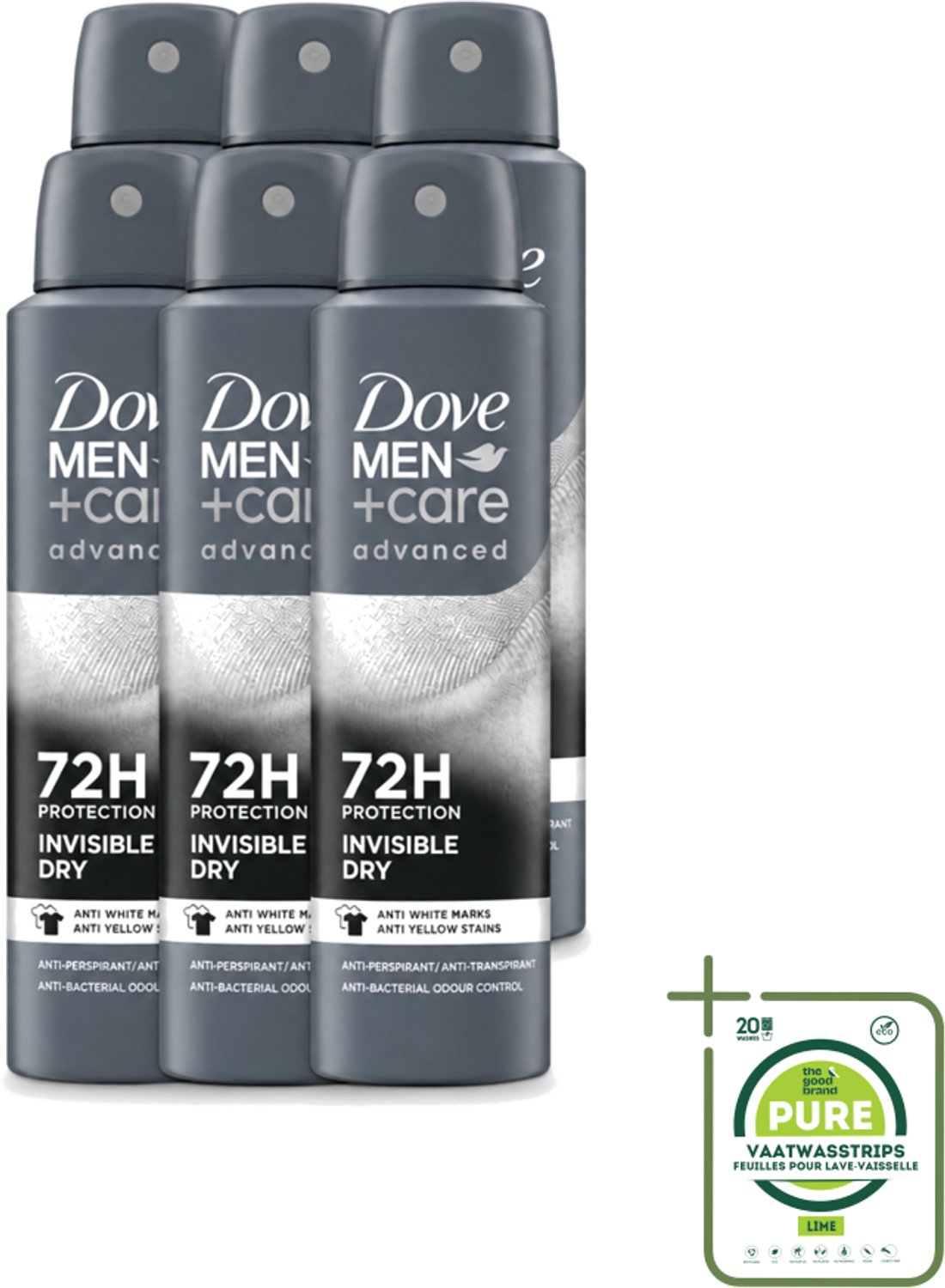 6 x Dove Men+Care – Deodorant Spray – Invisible Dry – 150 ml - Grootverpakking - Deodorant Spray Mannen - Transpiratiegeur - Okselgeur - Schone Kleding - Huidverzorging