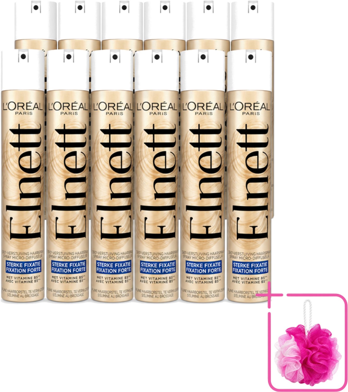 12 x L'Oréal Paris - Elnett Satin - Haarspray - Sterke Fixatie - Satijnzacht Gevoel - 300 ml - Bulkverpakking - Haarspray - Satijnzacht haar