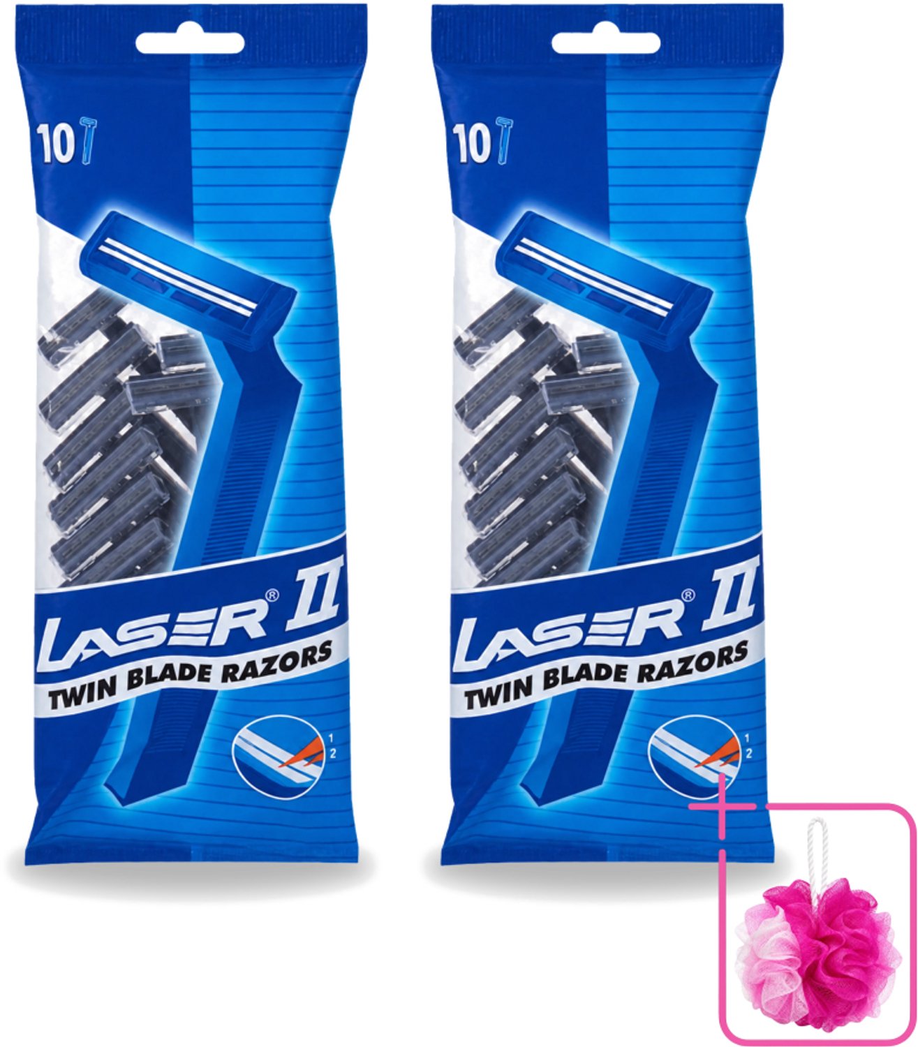 2 x Laser 2 - Ready Razor - Wegwerp - Voor Mannen - 10 Mesjes - Bulkverpakking - Scheermesjes - Wegwerp scheermesjes