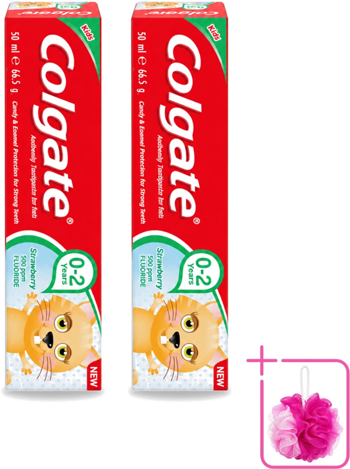 2 x Colgate - Aardbeismaak - Kindertandpasta - Voor 0 tot 2 jaar oud - 50ml - Bulkverpakking - Baby tandpasta - Douchemop - Kindertandpasta