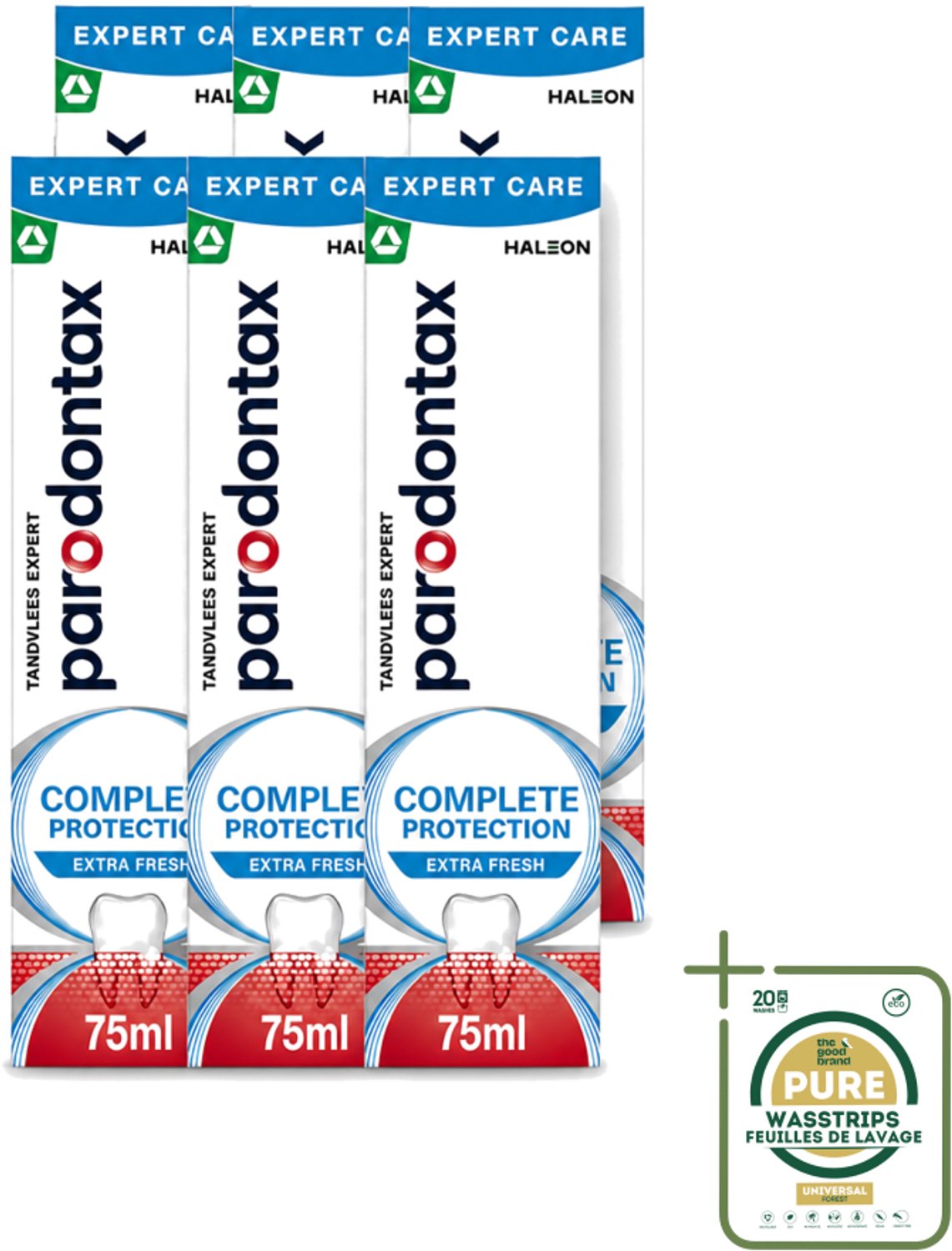 6 x Parodontax – Tandpasta – Complete Protection Extra Fresh – 75 ml - Wasstrips - Tandvleesbescherming - Mondhygiëne - Tandplak - Bloedend Tandvlees - Extra Fris
