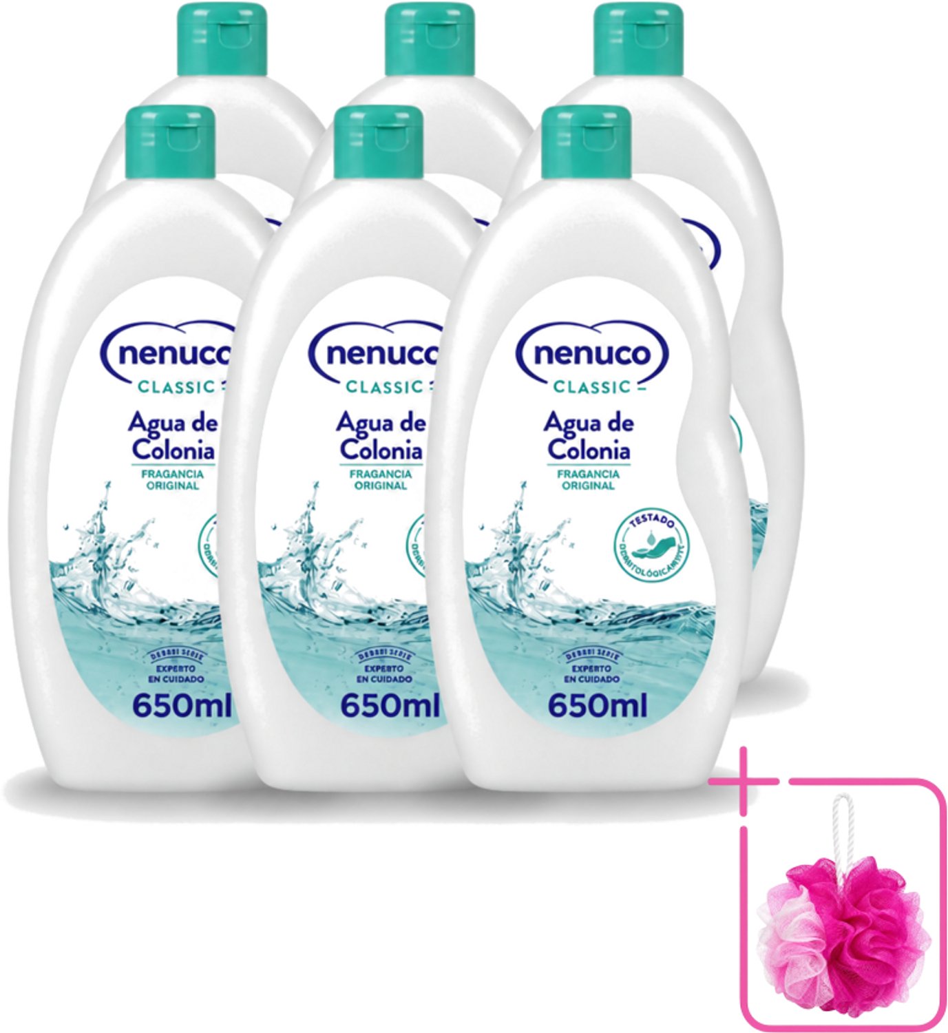 6 x Nenuco – Eau de Cologne – Klassiek – 650 ml - Bulkverpakking - Agua de Colonia - Douchemop - Kinderparfum