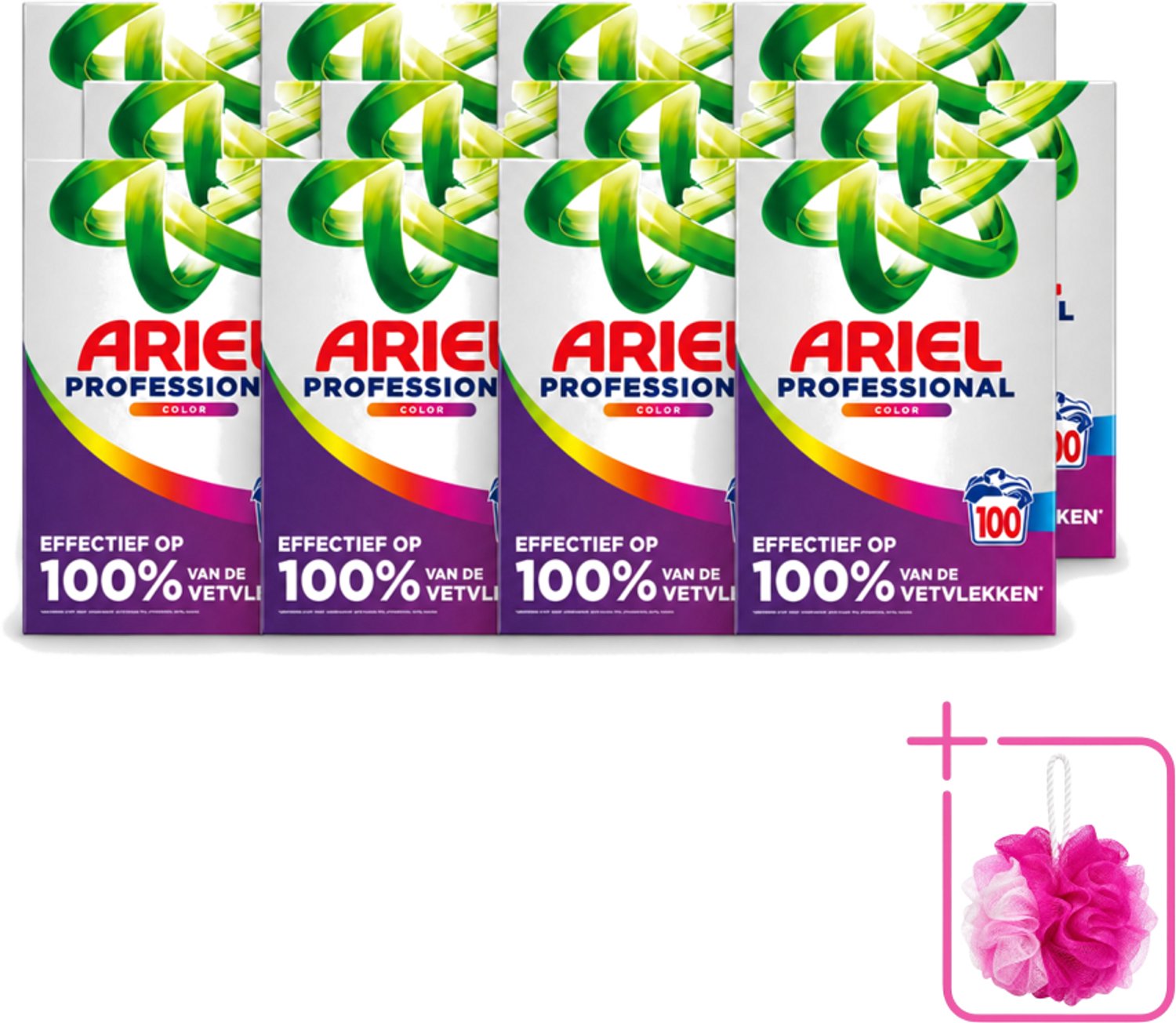 12 x Ariel – Waspoeder – Professional Color – 100 wasbeurten - 5,5 kg - Bulkverpakking - Waspoeder kleur - Douchemop - Waspoeder voor gekleurde was